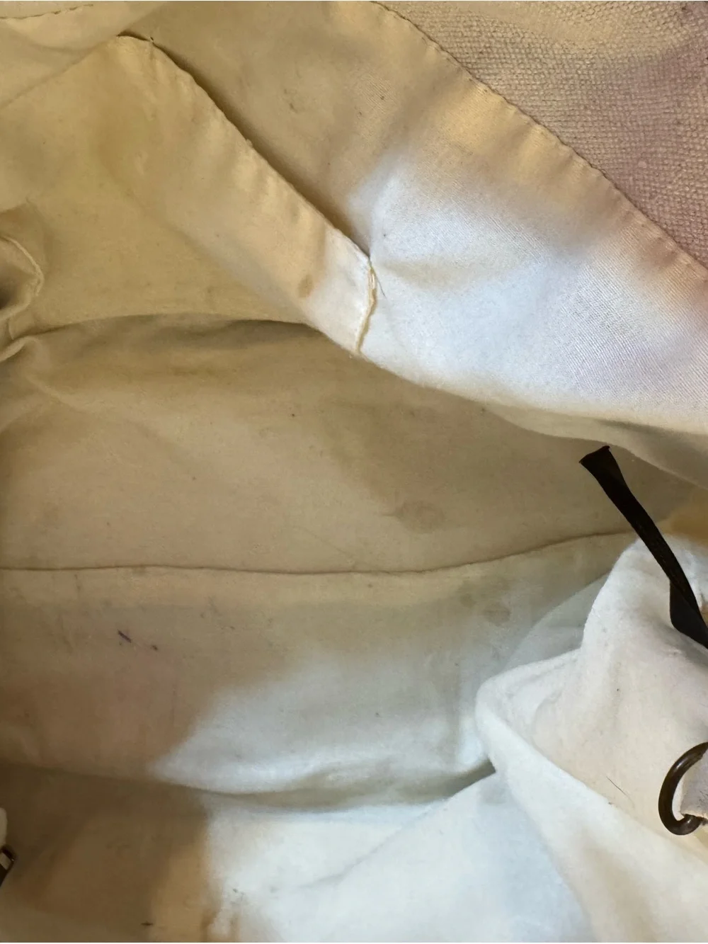 Boho White Tote with Pink, Gold and Brown Accents preloved can be cleaned